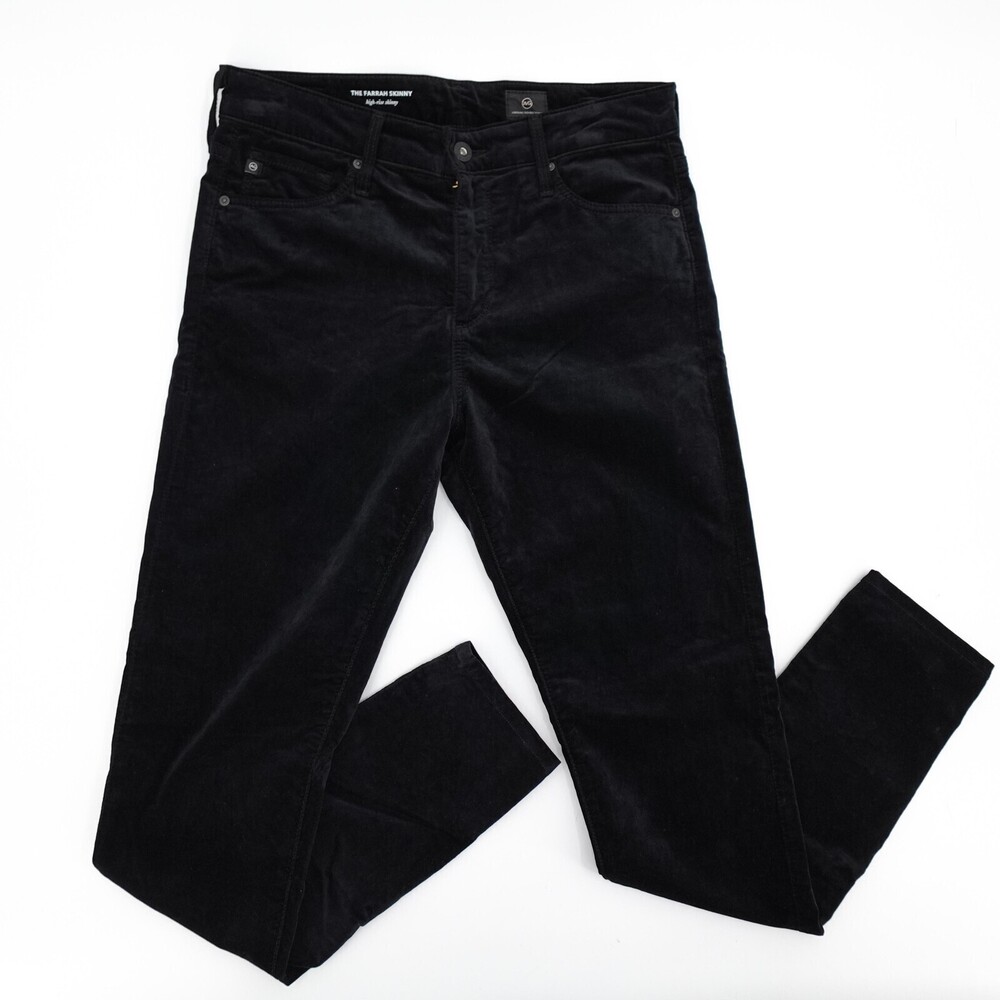 AG Adriano Goldschmied Jeans Womens 28R Black Corduroy Farrah Skinny Stretch
